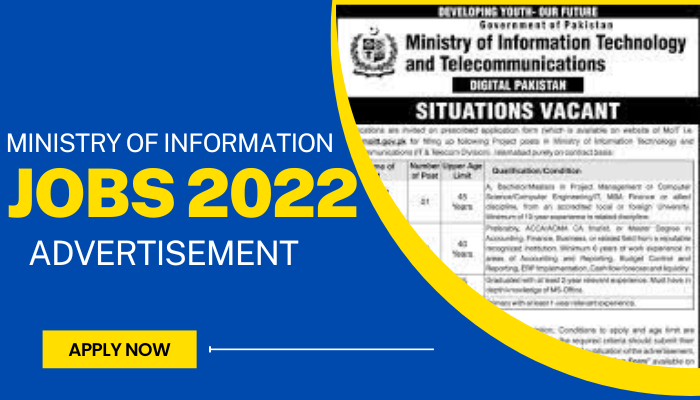 Ministry Of Information Technology Jobs Advertisement 2022